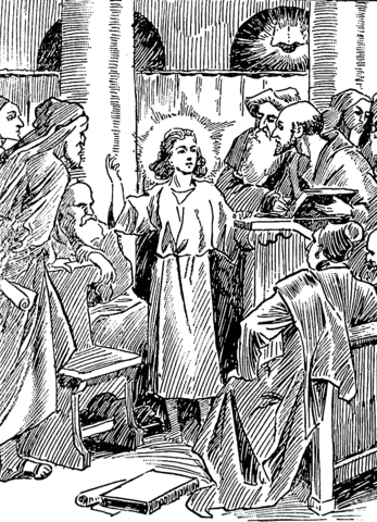 Jesus As A Boy In The Temple Questioning The Doctors Coloring Page